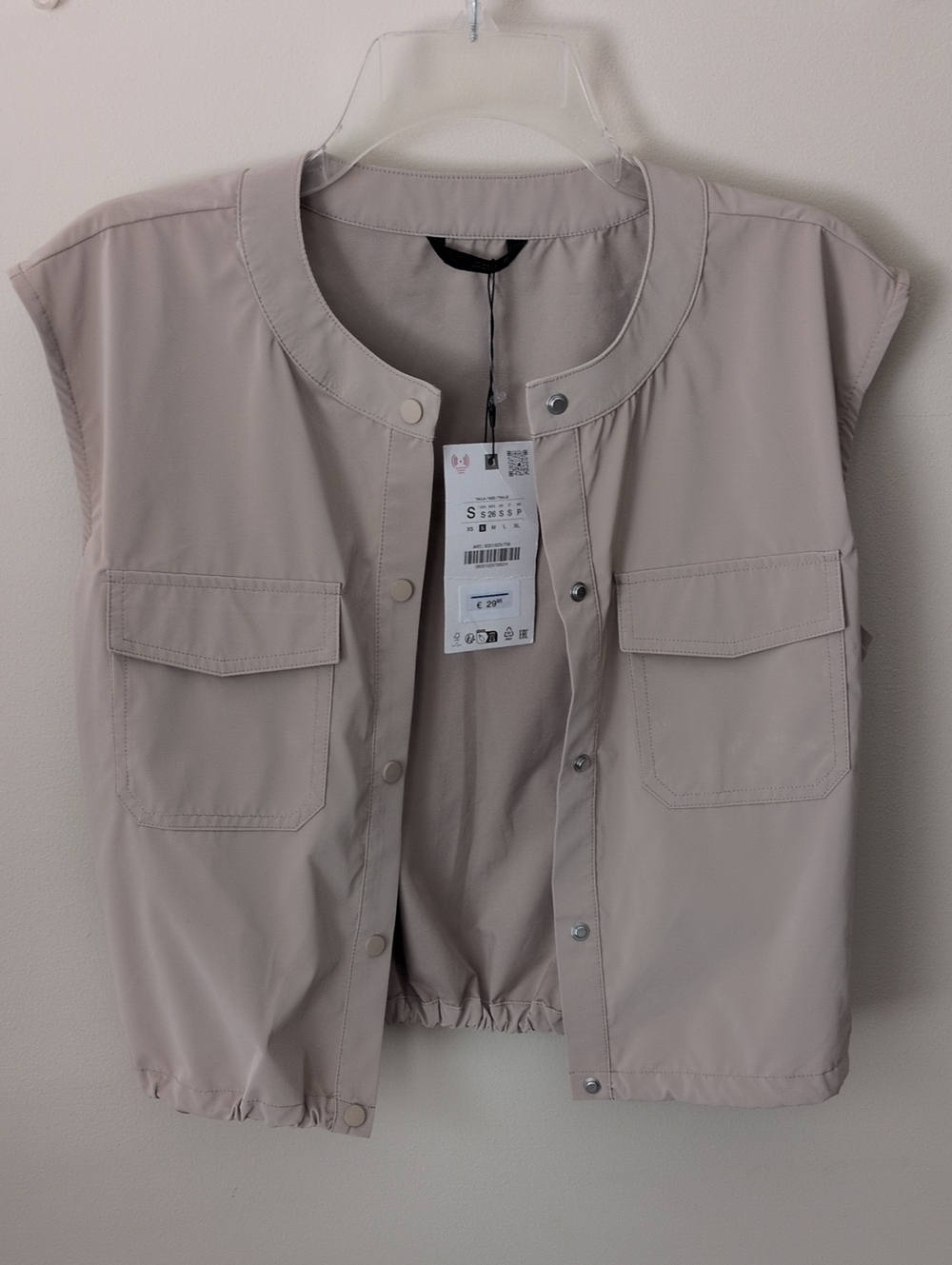 Zara Light Taupe Sleeveless Utility Vest